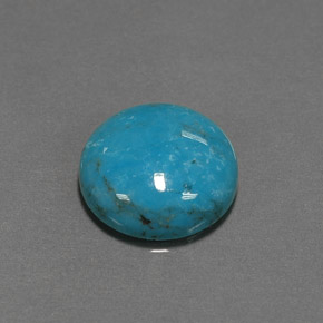 Turquesa azul natural de 6,37 ct, corte redondo, opaco