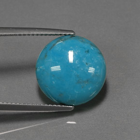Turquesa azul natural de 6,37 ct, corte redondo, opaco