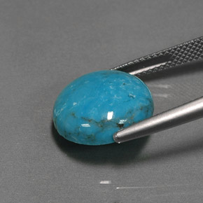 Turquesa azul natural de 6,37 ct, corte redondo, opaco