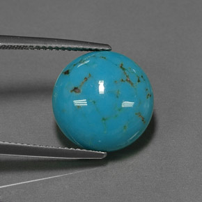 Turquesa azul natural de 6,39 ct, corte redondo, opaco