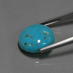 Turquesa azul natural de 6,39 ct, corte redondo, opaco