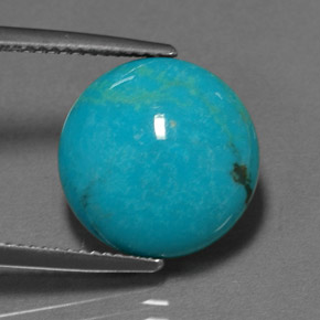 Turquesa azul natural de 6,18 ct, corte redondo, opaco