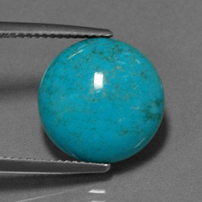 Turquesa azul natural de 6,25 ct, corte redondo, opaco