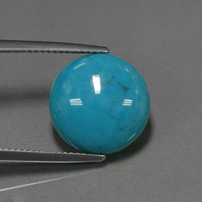 Turquesa azul natural de 6,47 ct, corte redondo, opaco