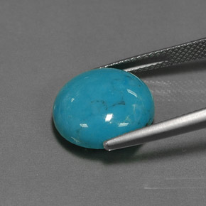 Turquesa azul natural de 6,47 ct, corte redondo, opaco