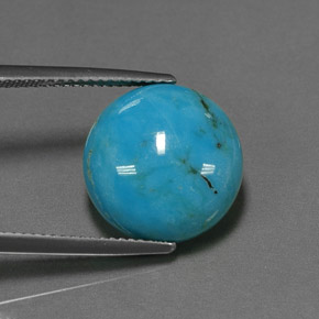 Turquesa azul natural de 6,53 ct, corte redondo, opaco