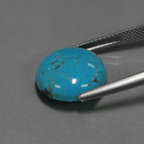 Turquesa Azul natural de 6.56 ct, Corte Redondo, Opaco