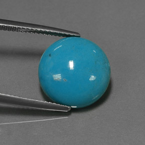 Turquesa azul natural de 6,66 ct, corte redondo, opaco