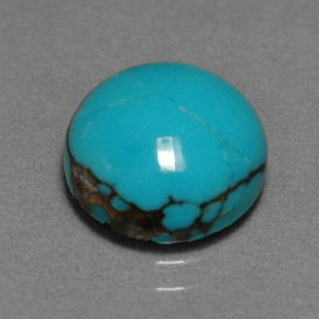 Turquesa azul natural de 3,06 ct, corte redondo, opaco