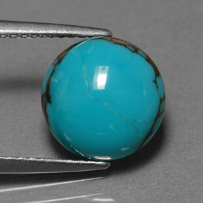 Turquesa azul natural de 3,06 ct, corte redondo, opaco