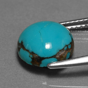 Turquesa azul natural de 3,06 ct, corte redondo, opaco