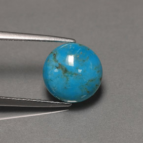Turquesa azul natural de 2,96 ct, corte redondo, opaco