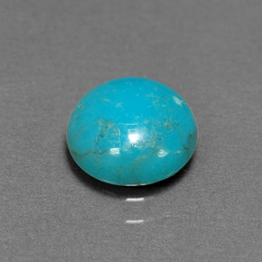 Turquesa azul natural de 1,30 ct, corte redondo, opaco