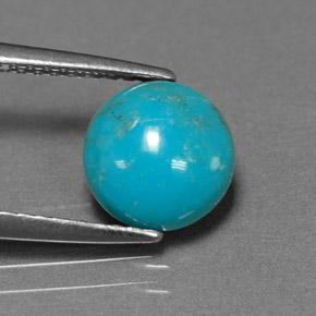 Turquesa azul natural de 1,30 ct, corte redondo, opaco