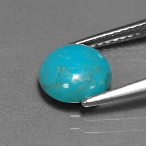 Turquesa azul natural de 1,30 ct, corte redondo, opaco
