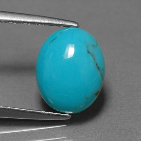 Turquesa azul natural de 1,55 ct, corte óvalo, opaco