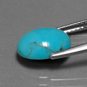 Turquesa azul natural de 1,55 ct, corte óvalo, opaco