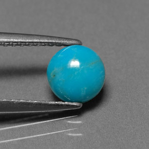 Turquesa azul natural de 0,72 ct, corte redondo, opaco
