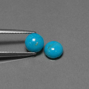 Gemas de turquesa azul natural de  ct, corte redondo, opaco