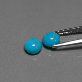 Gemas de turquesa azul natural de  ct, corte redondo, opaco