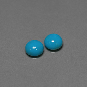 Gemas de turquesa azul natural de  ct, corte redondo, opaco