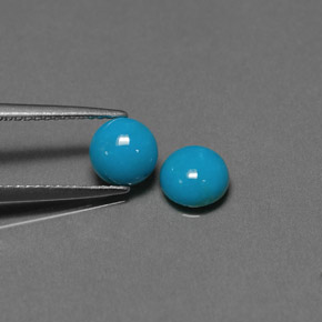 Gemas de turquesa azul natural de  ct, corte redondo, opaco