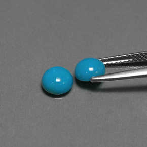 Gemas de turquesa azul natural de  ct, corte redondo, opaco