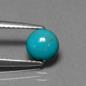 Turquesa azul natural de 0,66 ct, corte redondo, opaco
