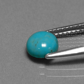 Turquesa azul natural de 0,66 ct, corte redondo, opaco