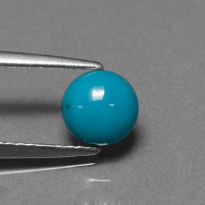 Turquesa azul natural de 0,81 ct, corte redondo, opaco