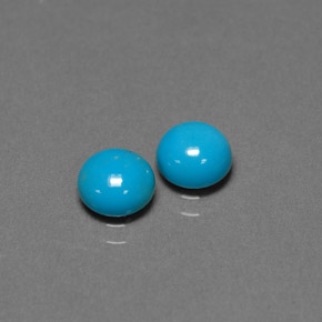 Gemas de turquesa azul natural de  ct, corte redondo, opaco