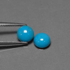 Gemas de turquesa azul natural de  ct, corte redondo, opaco