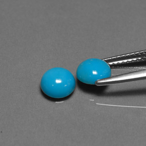 Gemas de turquesa azul natural de  ct, corte redondo, opaco