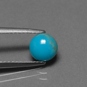 Turquesa azul natural de 0,79 ct, corte redondo, opaco