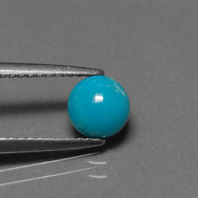 Turquesa azul natural de 0,75 ct, corte redondo, opaco