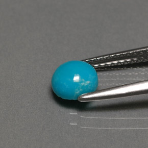Turquesa azul natural de 0,75 ct, corte redondo, opaco