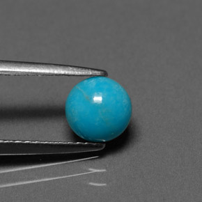 Turquesa azul natural de 0,66 ct, corte redondo, opaco