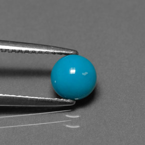 Turquesa azul natural de 0,77 ct, corte redondo, opaco