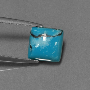 Turquesa azul natural de 1,47 ct, cuadrado, opaco