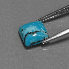 Turquesa azul natural de 1,47 ct, cuadrado, opaco
