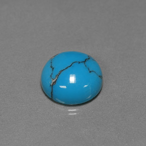Turquesa azul natural de 2,22 ct, corte redondo, opaco