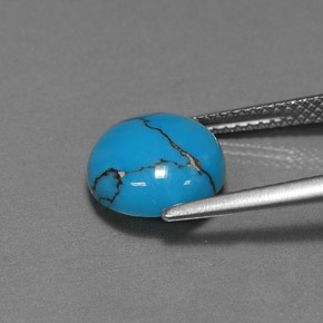 Turquesa azul natural de 2,22 ct, corte redondo, opaco