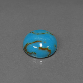 Turquesa azul natural de 3,09 ct, corte redondo, opaco