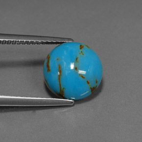 Turquesa azul natural de 3,09 ct, corte redondo, opaco