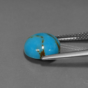 Turquesa azul natural de 3,09 ct, corte redondo, opaco