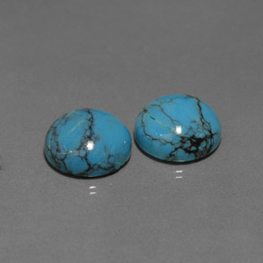 Gemas de turquesa azul natural de  ct, corte redondo, opaco