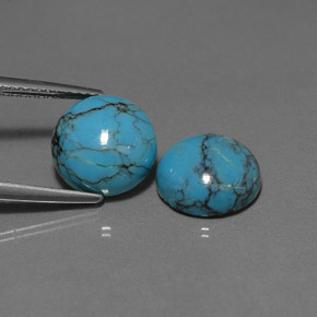 Gemas de turquesa azul natural de  ct, corte redondo, opaco