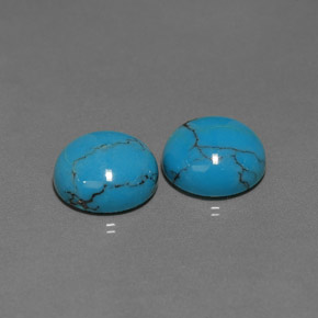 Gemas de turquesa azul natural de  ct, corte redondo, opaco