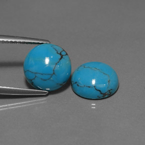 Gemas de turquesa azul natural de  ct, corte redondo, opaco