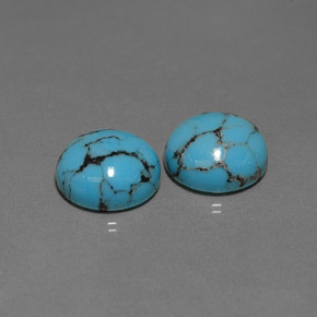 Gemas de turquesa azul natural de  ct, corte redondo, opaco